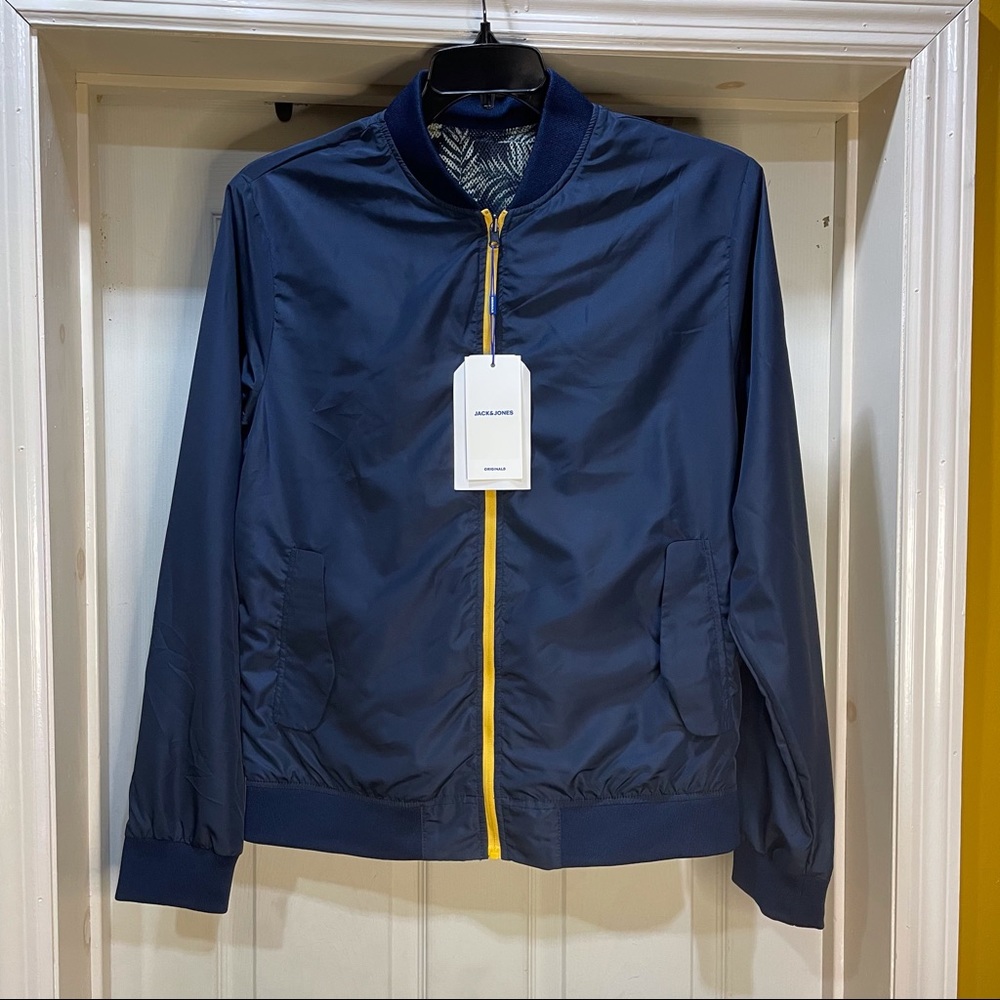 Jack & Jones Originals reversible floral bomber jacket in navy